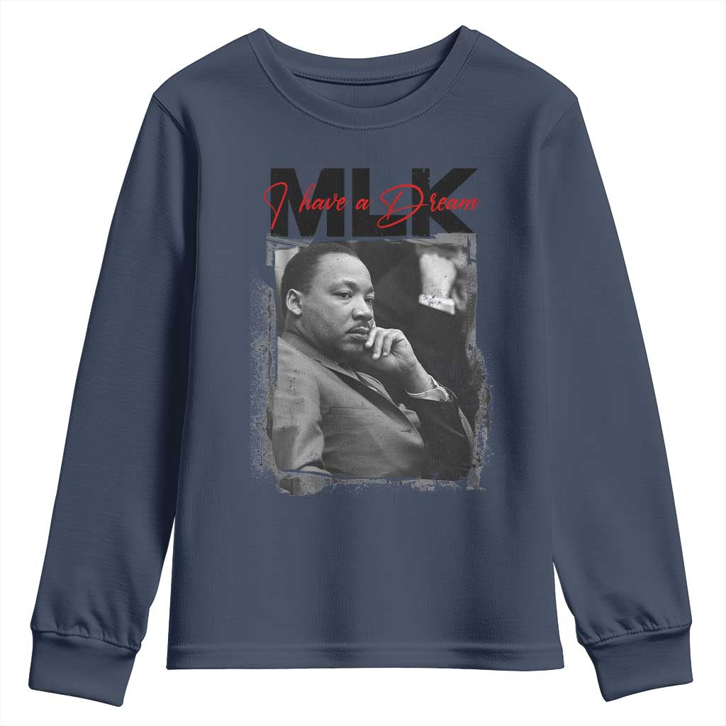 MLK I Have A Dream Youth Sweatshirt Dr Martin Luther King Jr Black History Month TS11 Navy Print Your Wear