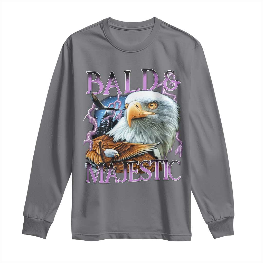 Funny Eagle Bald And Majestic Long Sleeve Shirt Vintage Eagle Thunder Storm TS11 Charcoal Print Your Wear