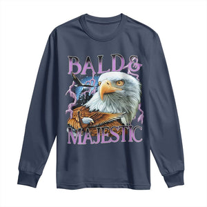 Funny Eagle Bald And Majestic Long Sleeve Shirt Vintage Eagle Thunder Storm TS11 Navy Print Your Wear