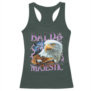 Funny Eagle Bald And Majestic Racerback Tank Top Vintage Eagle Thunder Storm TS11 Dark Forest Green Print Your Wear