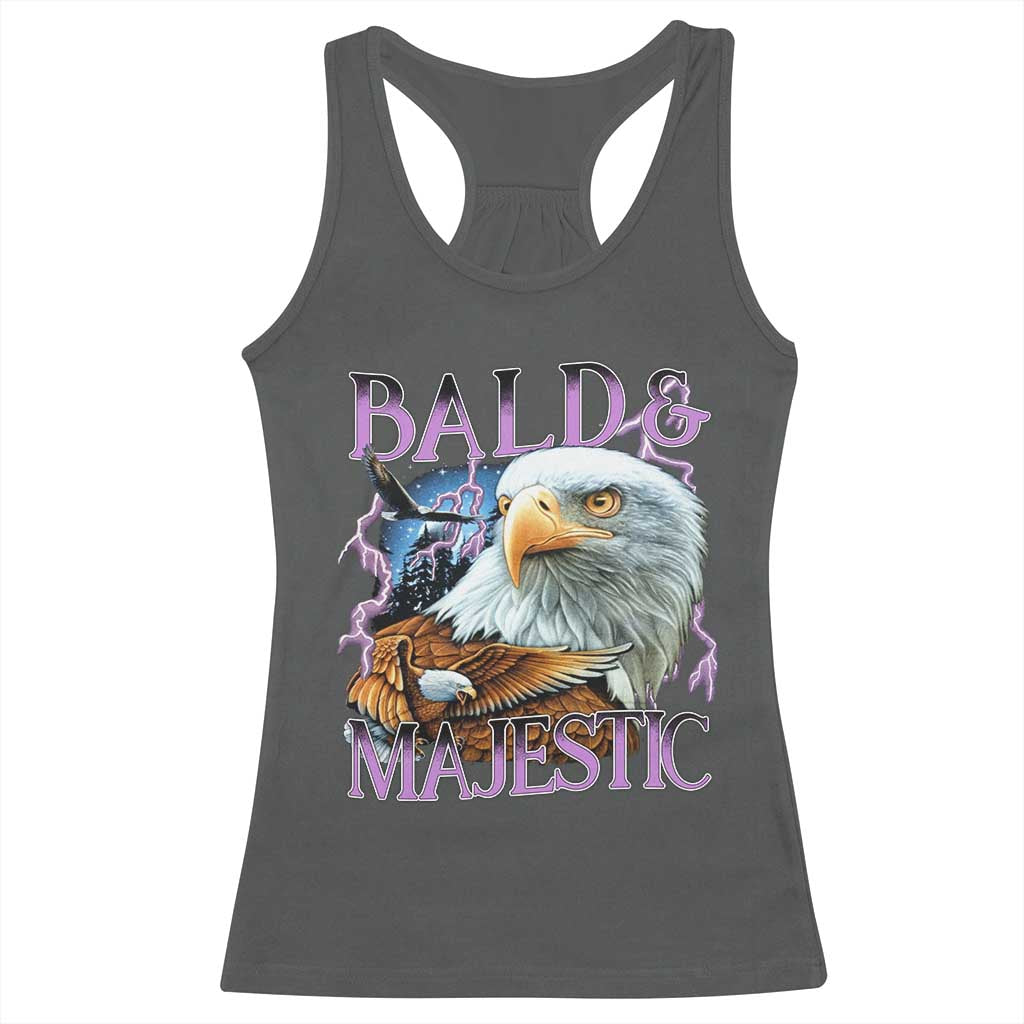 Funny Eagle Bald And Majestic Racerback Tank Top Vintage Eagle Thunder Storm TS11 Dark Heather Print Your Wear
