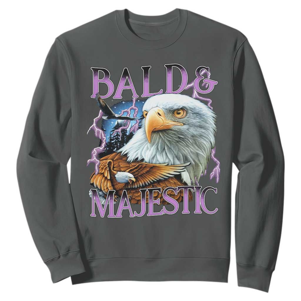 Funny Eagle Bald And Majestic Sweatshirt Vintage Eagle Thunder Storm TS11 Dark Heather Print Your Wear