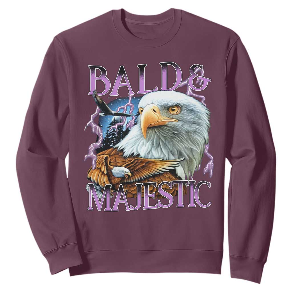 Funny Eagle Bald And Majestic Sweatshirt Vintage Eagle Thunder Storm TS11 Maroon Print Your Wear