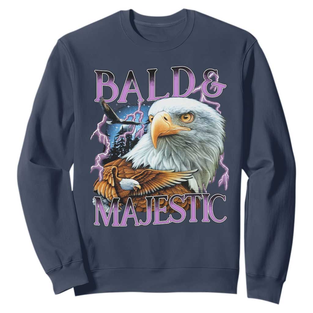 Funny Eagle Bald And Majestic Sweatshirt Vintage Eagle Thunder Storm TS11 Navy Print Your Wear