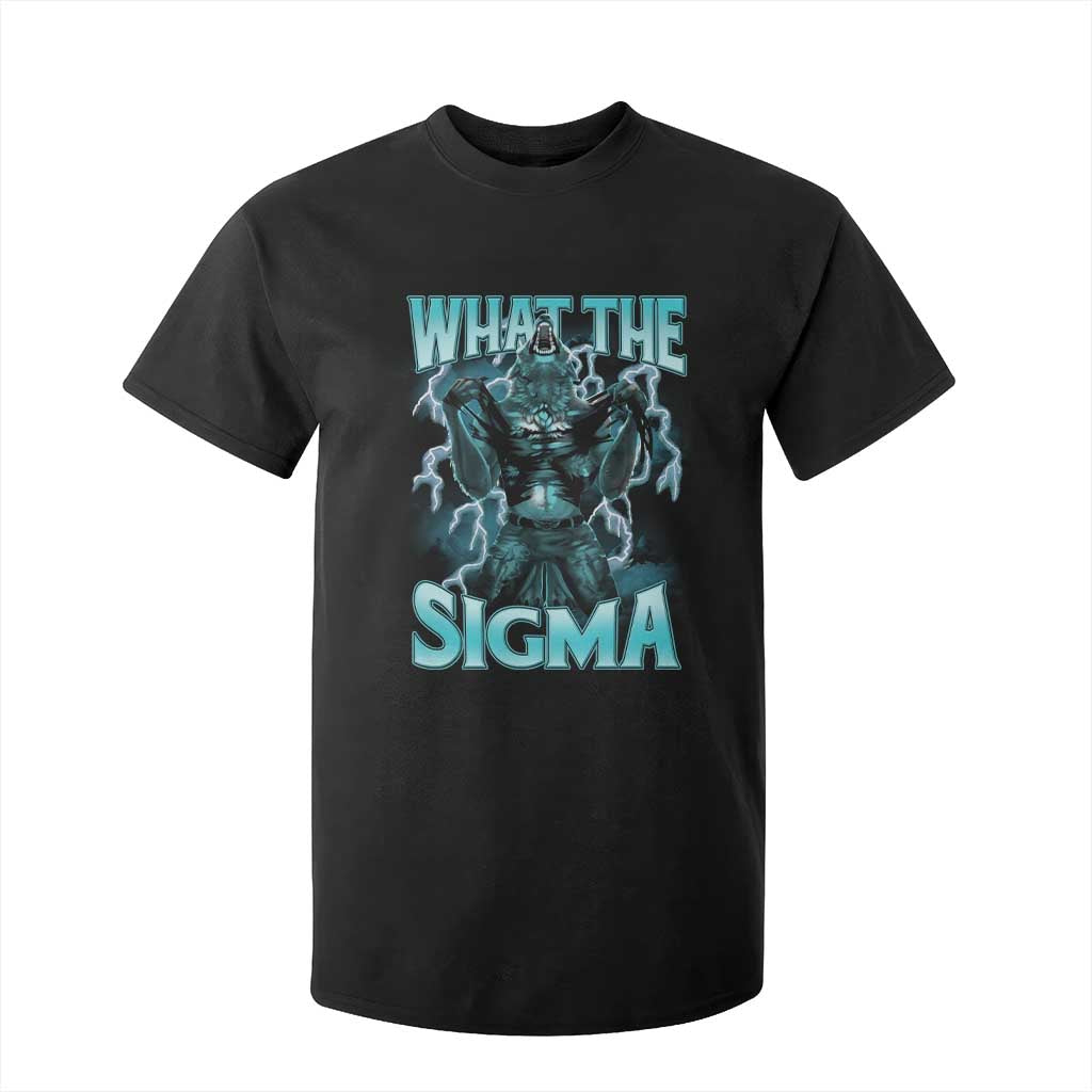 Funny What The Sigma T Shirt For Kid Alpha Wolf Oddly Specific Thunder Meme TS11 Black Print Your Wear