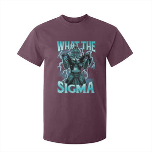 Funny What The Sigma T Shirt For Kid Alpha Wolf Oddly Specific Thunder Meme TS11 Maroon Print Your Wear