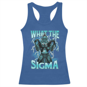 Funny What The Sigma Racerback Tank Top Alpha Wolf Oddly Specific Thunder Meme TS11 Royal Blue Print Your Wear