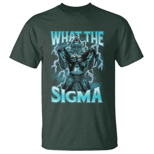 Funny What The Sigma T Shirt Alpha Wolf Oddly Specific Thunder Meme TS11 Dark Forest Green Print Your Wear