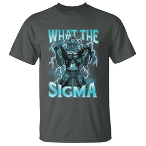 Funny What The Sigma T Shirt Alpha Wolf Oddly Specific Thunder Meme TS11 Dark Heather Print Your Wear