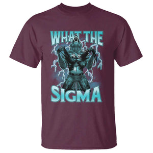 Funny What The Sigma T Shirt Alpha Wolf Oddly Specific Thunder Meme TS11 Maroon Print Your Wear