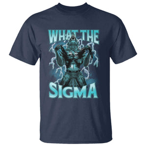 Funny What The Sigma T Shirt Alpha Wolf Oddly Specific Thunder Meme TS11 Navy Print Your Wear