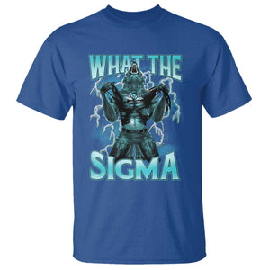 Funny What The Sigma T Shirt Alpha Wolf Oddly Specific Thunder Meme TS11 Royal Blue Print Your Wear