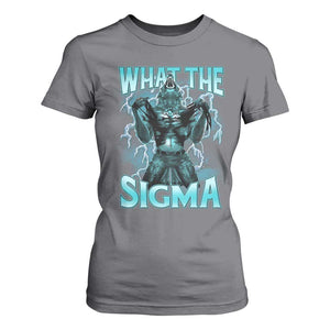 Funny What The Sigma T Shirt For Women Alpha Wolf Oddly Specific Thunder Meme TS11 Charcoal Print Your Wear