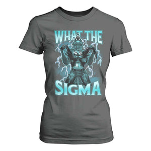 Funny What The Sigma T Shirt For Women Alpha Wolf Oddly Specific Thunder Meme TS11 Dark Heather Print Your Wear