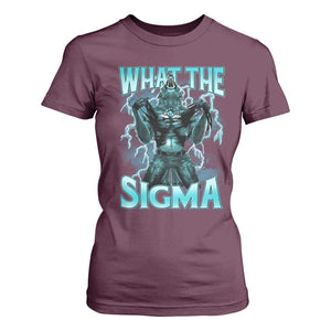 Funny What The Sigma T Shirt For Women Alpha Wolf Oddly Specific Thunder Meme TS11 Maroon Print Your Wear