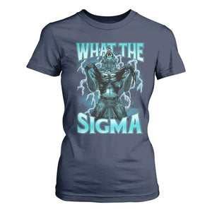 Funny What The Sigma T Shirt For Women Alpha Wolf Oddly Specific Thunder Meme TS11 Navy Print Your Wear