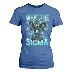 Funny What The Sigma T Shirt For Women Alpha Wolf Oddly Specific Thunder Meme TS11 Royal Blue Print Your Wear