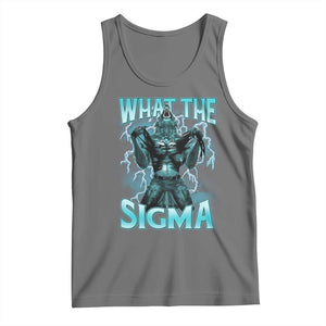 Funny What The Sigma Tank Top Alpha Wolf Oddly Specific Thunder Meme TS11 Black Heather Print Your Wear