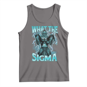 Funny What The Sigma Tank Top Alpha Wolf Oddly Specific Thunder Meme TS11 Deep Heather Print Your Wear