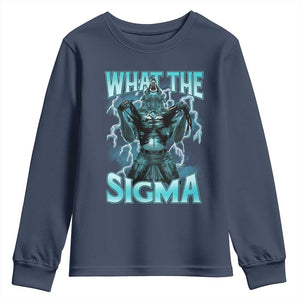 Funny What The Sigma Youth Sweatshirt Alpha Wolf Oddly Specific Thunder Meme TS11 Navy Print Your Wear