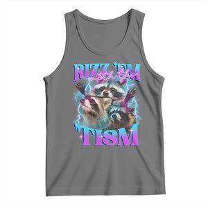 Funny Rizz Em With The Tism Tank Top Meme Autistic Racoon TS11 Black Heather Print Your Wear