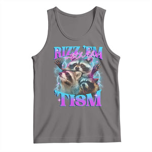 Funny Rizz Em With The Tism Tank Top Meme Autistic Racoon TS11 Deep Heather Print Your Wear