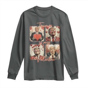 Funny Trump Is My Valentine Long Sleeve Shirt Cupid Angel Trump Red Heart TS11 Dark Heather Print Your Wear