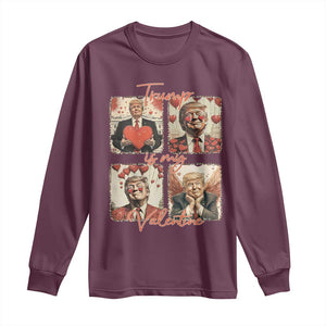 Funny Trump Is My Valentine Long Sleeve Shirt Cupid Angel Trump Red Heart TS11 Maroon Print Your Wear