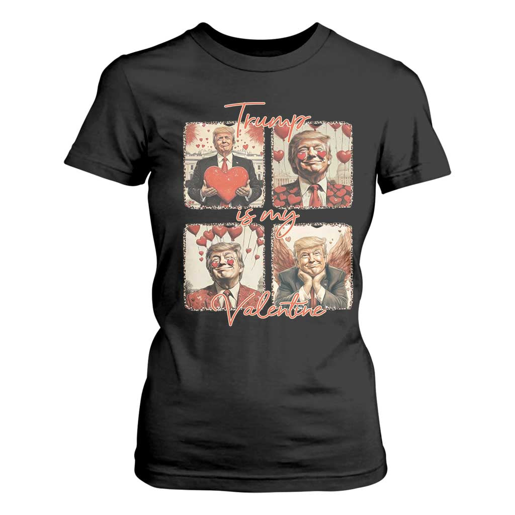 Funny Trump Is My Valentine T Shirt For Women Cupid Angel Trump Red Heart TS11 Black Print Your Wear