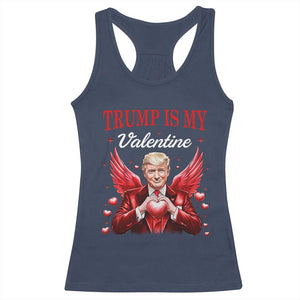 Funny Trump Is My Valentine Racerback Tank Top Cupid Trump Red Heart TS11 Navy Print Your Wear