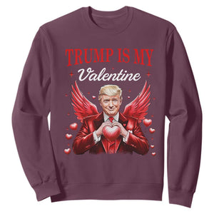 Funny Trump Is My Valentine Sweatshirt Cupid Trump Red Heart TS11 Maroon Print Your Wear