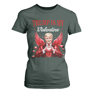 Funny Trump Is My Valentine T Shirt For Women Cupid Trump Red Heart TS11 Dark Forest Green Print Your Wear