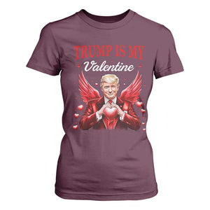 Funny Trump Is My Valentine T Shirt For Women Cupid Trump Red Heart TS11 Maroon Print Your Wear