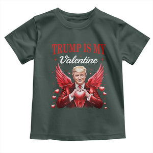 Funny Trump Is My Valentine Toddler T Shirt Cupid Trump Red Heart TS11 Dark Forest Green Print Your Wear