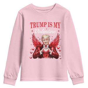 Funny Trump Is My Valentine Youth Sweatshirt Cupid Trump Red Heart TS11 Light Pink Print Your Wear