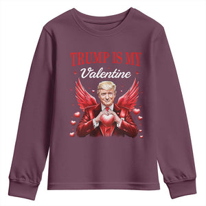 Funny Trump Is My Valentine Youth Sweatshirt Cupid Trump Red Heart TS11 Maroon Print Your Wear