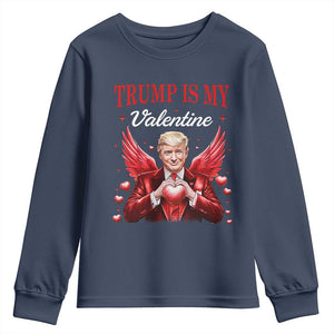 Funny Trump Is My Valentine Youth Sweatshirt Cupid Trump Red Heart TS11 Navy Print Your Wear