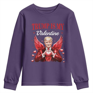 Funny Trump Is My Valentine Youth Sweatshirt Cupid Trump Red Heart TS11 Purple Print Your Wear