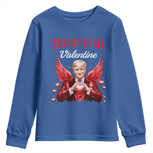 Funny Trump Is My Valentine Youth Sweatshirt Cupid Trump Red Heart TS11 Royal Blue Print Your Wear