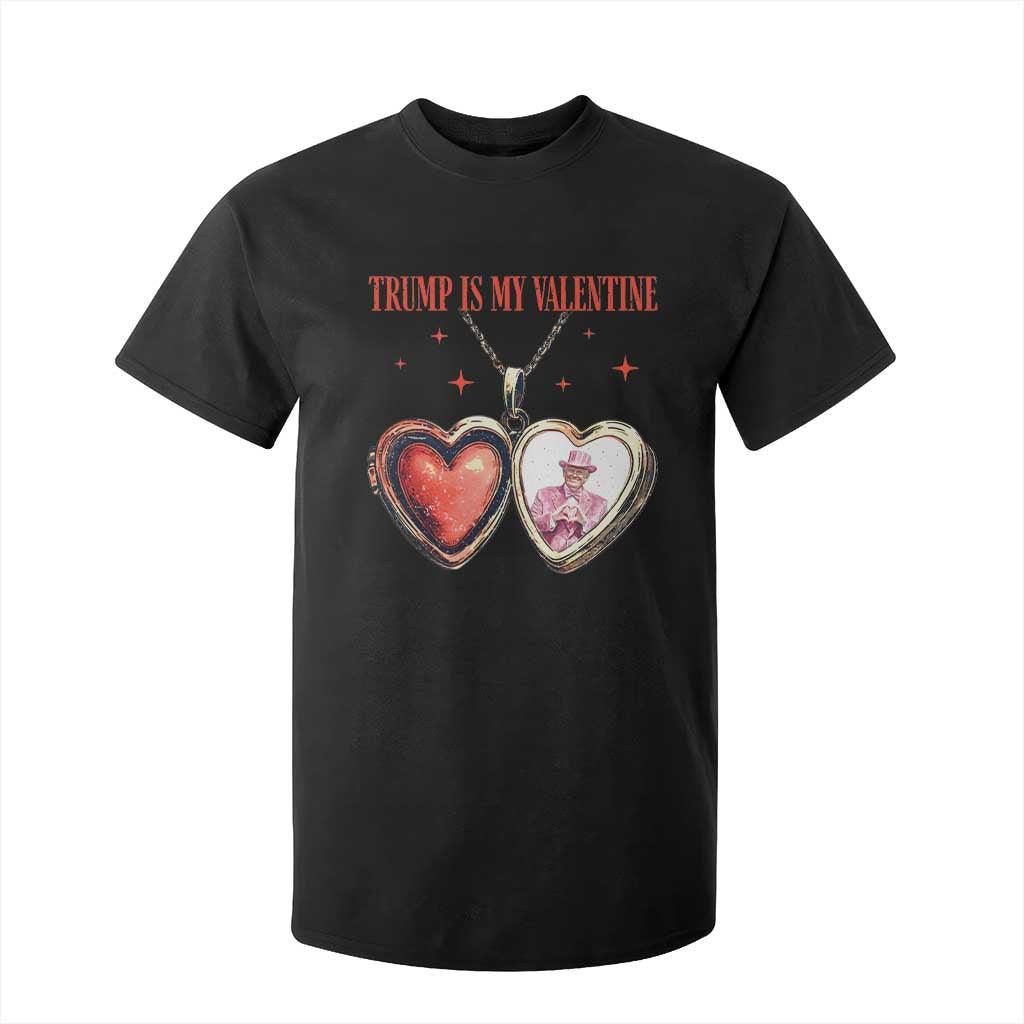 Funny Trump Is My Valentine T Shirt For Kid Valentine's Day Pink Trump Heart Necklace TS11 Black Print Your Wear