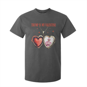 Funny Trump Is My Valentine T Shirt For Kid Valentine's Day Pink Trump Heart Necklace TS11 Dark Heather Print Your Wear