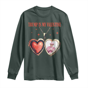 Funny Trump Is My Valentine Long Sleeve Shirt Valentine's Day Pink Trump Heart Necklace TS11 Dark Forest Green Print Your Wear