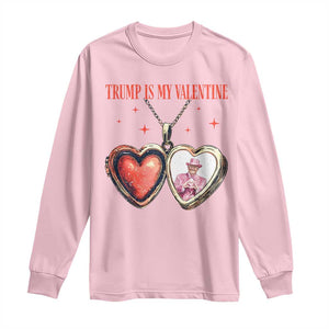 Funny Trump Is My Valentine Long Sleeve Shirt Valentine's Day Pink Trump Heart Necklace TS11 Light Pink Print Your Wear