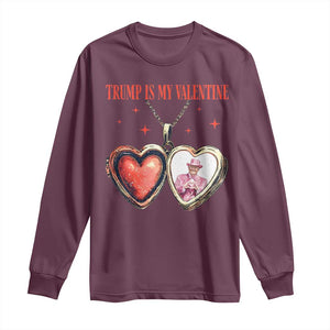 Funny Trump Is My Valentine Long Sleeve Shirt Valentine's Day Pink Trump Heart Necklace TS11 Maroon Print Your Wear