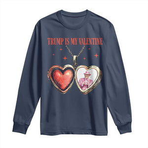 Funny Trump Is My Valentine Long Sleeve Shirt Valentine's Day Pink Trump Heart Necklace TS11 Navy Print Your Wear