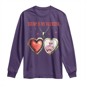 Funny Trump Is My Valentine Long Sleeve Shirt Valentine's Day Pink Trump Heart Necklace TS11 Purple Print Your Wear