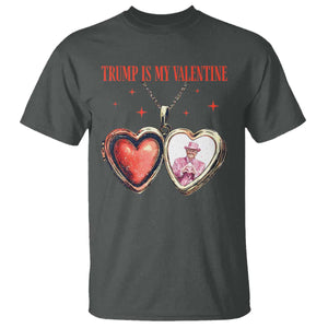 Funny Trump Is My Valentine T Shirt Valentine's Day Pink Trump Heart Necklace TS11 Dark Heather Print Your Wear