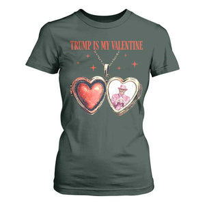 Funny Trump Is My Valentine T Shirt For Women Valentine's Day Pink Trump Heart Necklace TS11 Dark Forest Green Print Your Wear