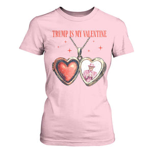 Funny Trump Is My Valentine T Shirt For Women Valentine's Day Pink Trump Heart Necklace TS11 Light Pink Print Your Wear