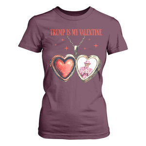 Funny Trump Is My Valentine T Shirt For Women Valentine's Day Pink Trump Heart Necklace TS11 Maroon Print Your Wear